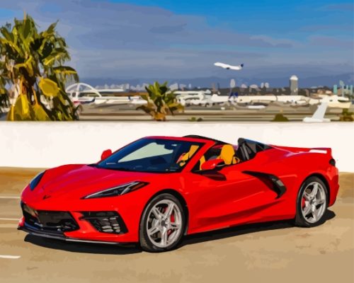 Red C8 Convertible Corvette Paint By Numbers