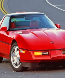 Red Corvette C4 Paint By Numbers