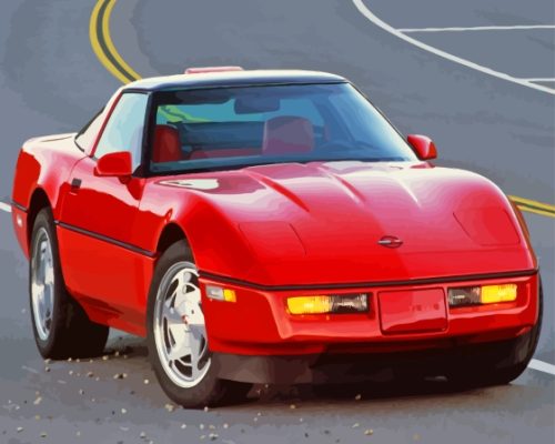 Red Corvette C4 Paint By Numbers