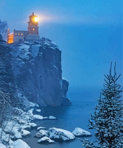 Split Rock Lighthouse In Winter Paint By Numbers