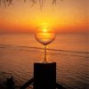 Sunset Wine Glass With Seascape Paint By Numbers