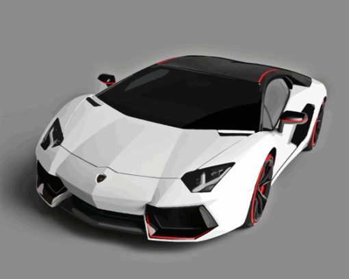 White Lamborghini Paint By Numbers