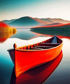 A Red Boat On A River Paint By Numbers