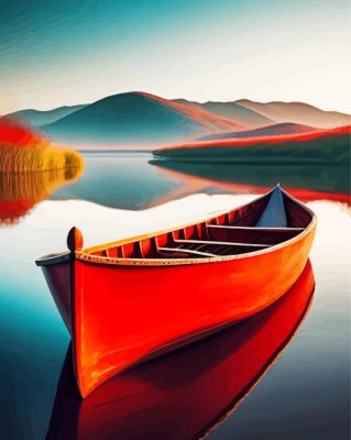 A Red Boat On A River Paint By Numbers