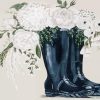 Rain Boots And White Peonies Paint By Numbers