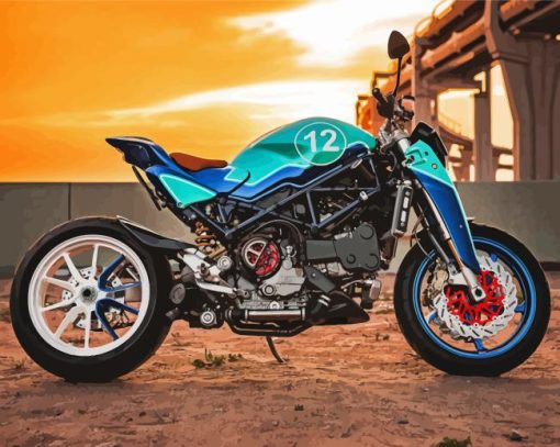 Blue Ducati Monster Paint By Numbers