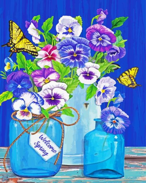 Butterflies And Pansies Paint By Numbers