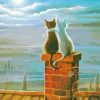 Cats Friends On The Roof Paint By Numbers