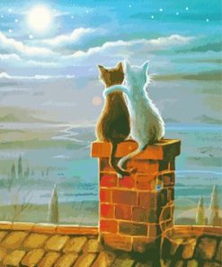 Cats Friends On The Roof Paint By Numbers