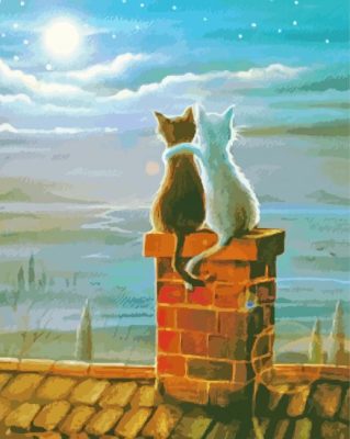 Cats Friends On The Roof Paint By Numbers