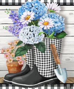 Checkered Garden Boots Paint By Numbers