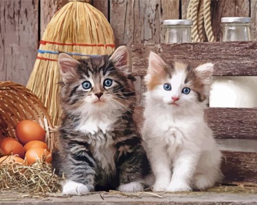 Two Kittens In A Barn Paint By Numbers