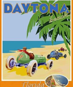 Daytona Beach Vintage Poster Paint By Numbers