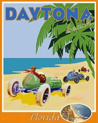 Daytona Beach Vintage Poster Paint By Numbers