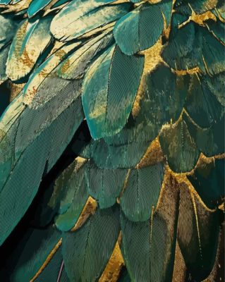 Green Gold Feathers Paint By Numbers