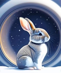 Grey Bunny In Snow Paint By Numbers