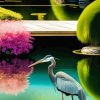 Heron In Japanese Garden Paint By Numbers