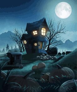 Moonlight Haunted House Paint By Numbers