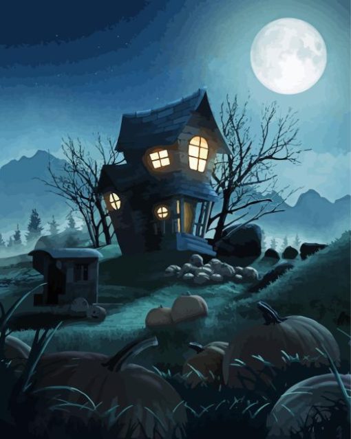 Moonlight Haunted House Paint By Numbers