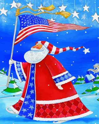 Patriotic Santa Christmas Paint By Numbers