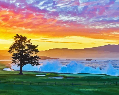 Pebble Beach Golf Sunset Paint By Numbers