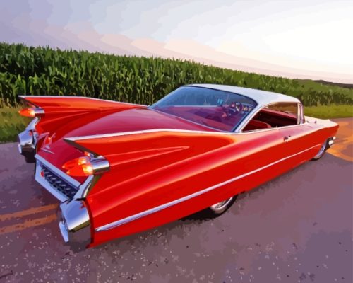 Red Cadillac 1959 Car Paint By Numbers