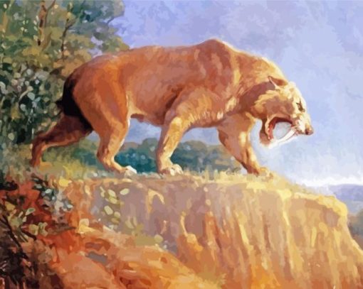 Saber Toothed Cat Art Paint By Numbers