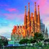 Sagrada Familia With Pink Sky Paint By Numbers