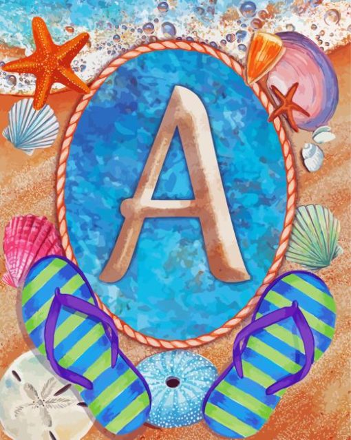 Summer Monogram Letter A Paint By Numbers