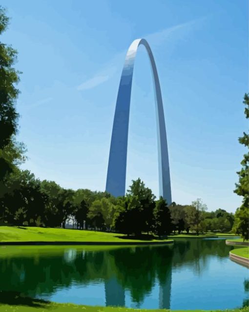 The Gateway Arch Reflection Paint By Numbers