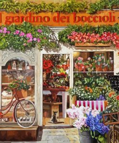 Bicycle At The Flower Shop Paint By Numbers