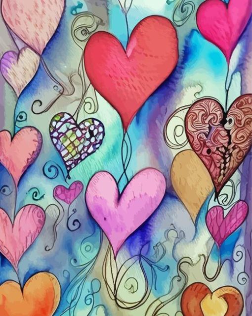 Whimsical Hearts Paint By Numbers