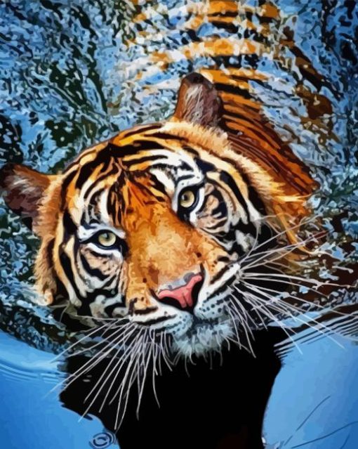 Wild Tiger In Water Paint By Numbers