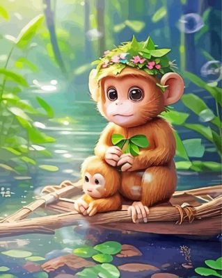 Adorable Monkeys Paint By Numbers