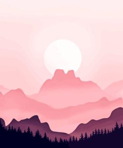 Aesthetic Pink Mountains Paint By Numbers