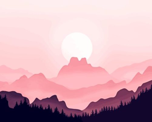 Aesthetic Pink Mountains Paint By Numbers