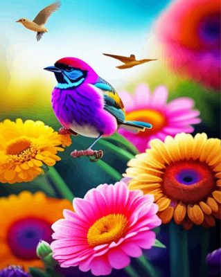 Aesthetic Birds And Flowers Paint By Numbers