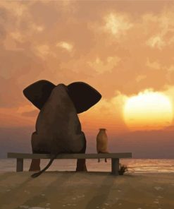 Elephant And Dog Sunset Paint By Numbers