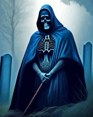 Aesthetic Grim Reaper In Graveyard Paint By Numbers