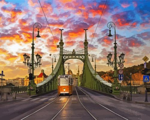 Budapest Bridge At Sunset Paint By Numbers