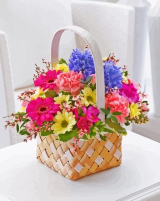 Colorful Spring Flowers Basket Paint By Numbers