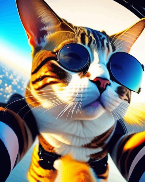 Cool Cat Skydiving Paint By Numbers