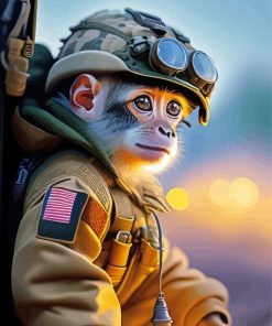 Cute Military Monkey Paint By Numbers