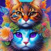 Floral Cats Paint By Numbers