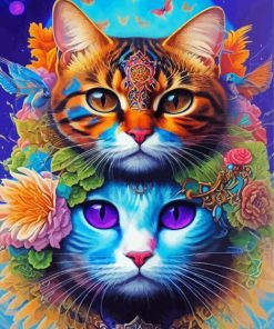 Floral Cats Paint By Numbers