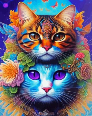 Floral Cats Paint By Numbers