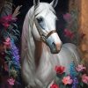 Floral White Horse Paint By Numbers