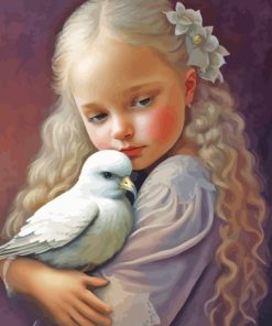 Girl And White Bird Paint By Numbers