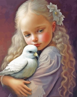 Girl And White Bird Paint By Numbers