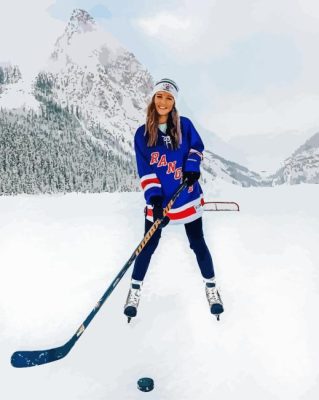 Ice Hockey On Lake Louise Paint By Numbers